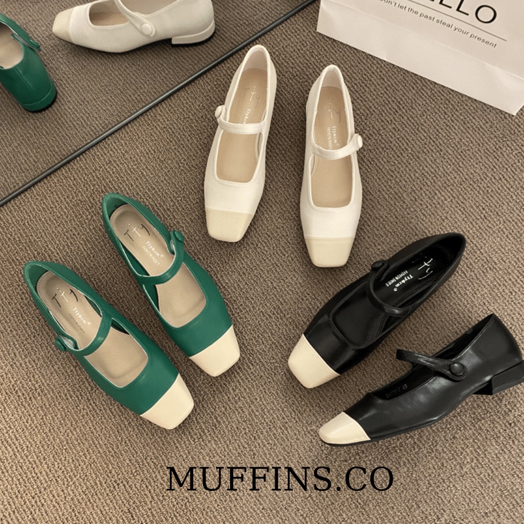 [SẴN HÀNG] Giày búp bê Mary Jane mũi vuông giày nữ 2022 đế thấp