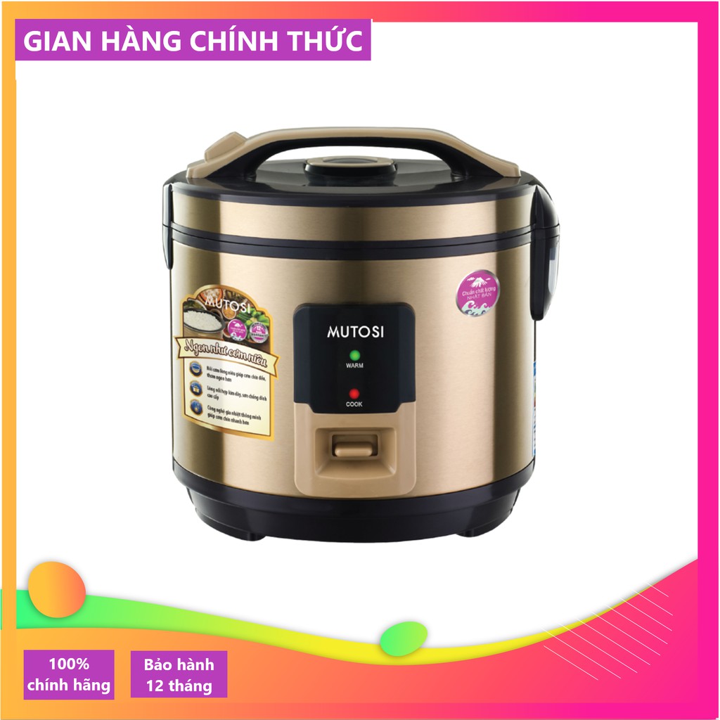 Nồi cơm điện Mutosi MR-36 (Vàng đồng) lòng niêu chống dính 1.8L chính hãng bảo hành 24 tháng