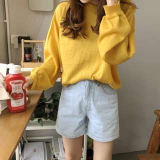 [ Order ] Ulzzang / áo len mỏng 2 màu trắng ,vàng