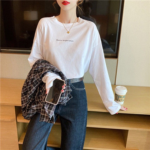 Áo Thun Tay Dài Cổ Tròn Dáng Rộng Thời Trang Hàn Quốc 2022