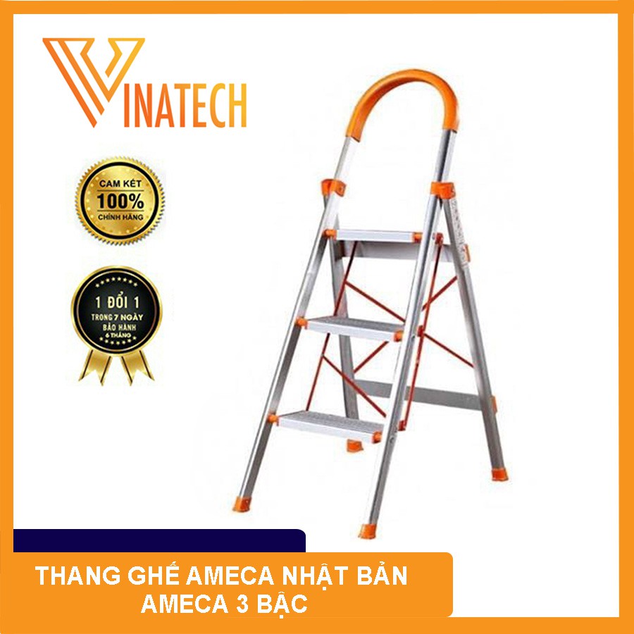 [HÀNG CHÍNH HÃNG] Thang ghế INOX AMECA Nhật Bản 3 BẬC