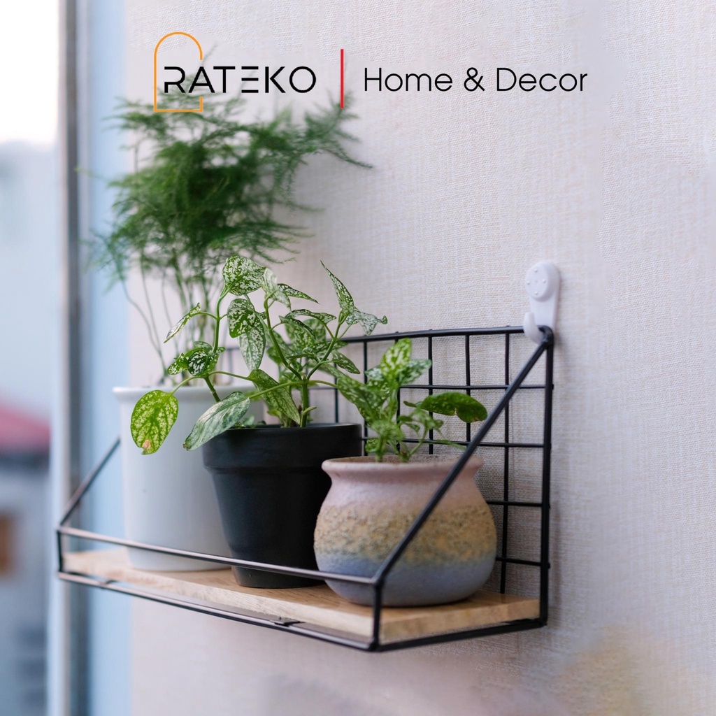 Kệ Sắt Đáy Gỗ RATEKO Đáy Gỗ Chống Nước, Decor Nhà Cửa HomeStay