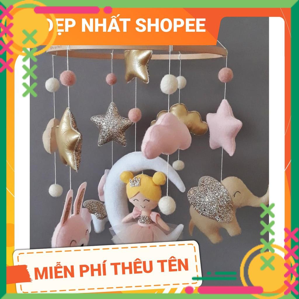 Đồ chơi treo nôi cũi handmade ảnh thật 💯,xoay phát nhạc mẫu CÔNG CHÚA THỎ kích thích thị giác