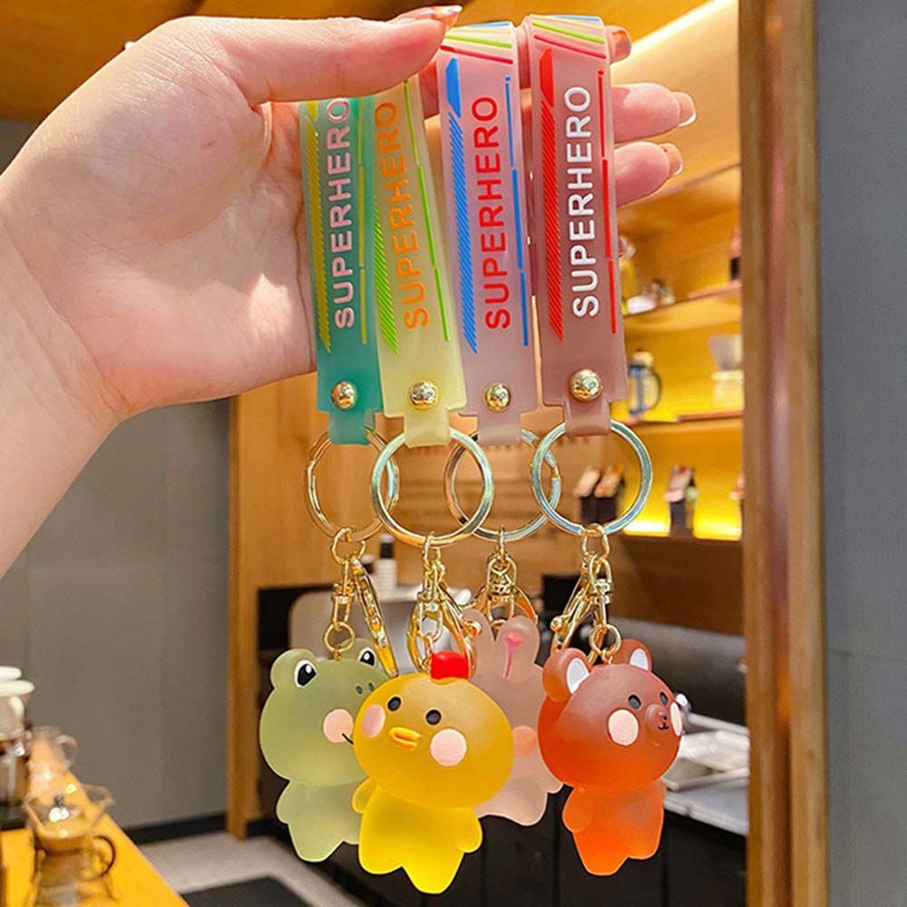 Móc Chìa Khóa Bằng Nhựa Trong Suốt Hình Động Vật Nhiều Màu Dễ Thương