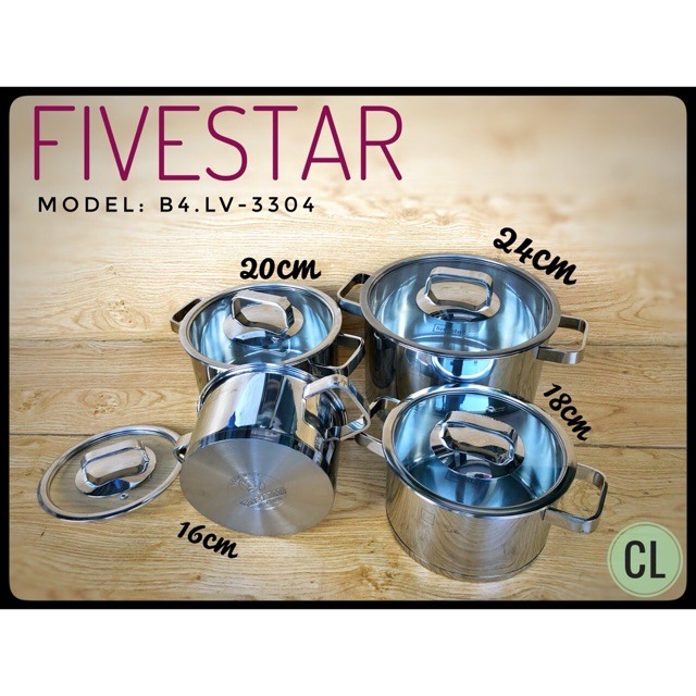 Bộ nồi fivestar B4-LV-3304- inox 304 đun từ