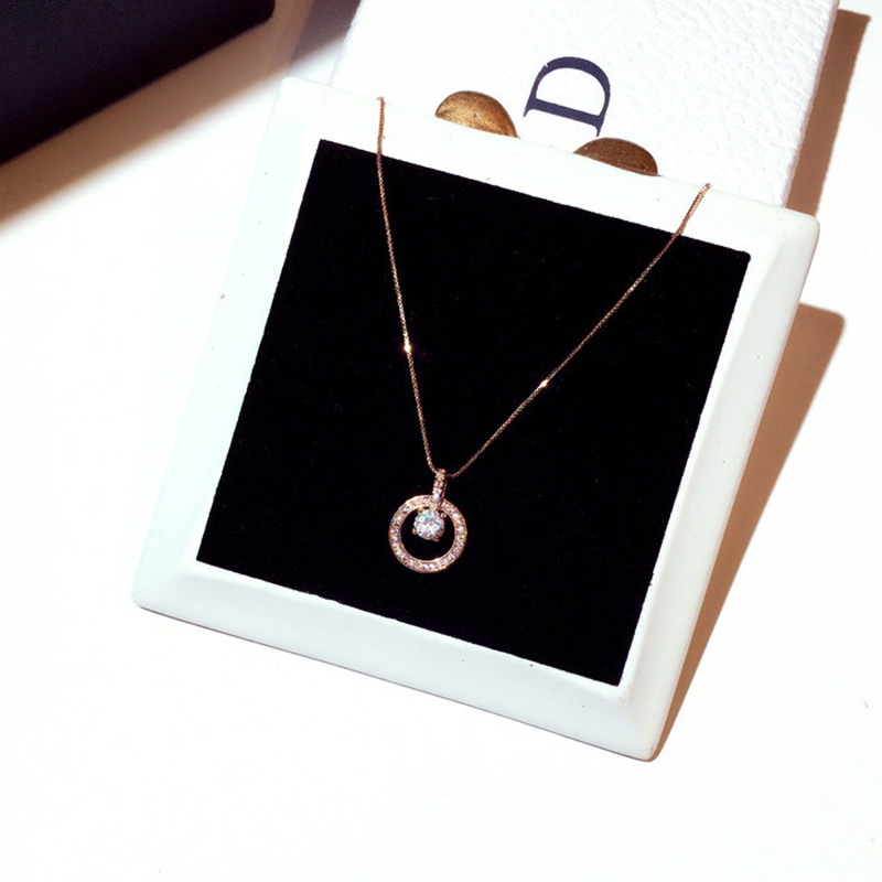 Vòng cổ hợp kim đính đá zircon phong cách thời trang 2 màu tùy chọn