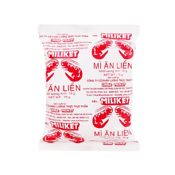 Mì ăn liền Miliket Hai Tôm / Bốn Tôm gói 75g