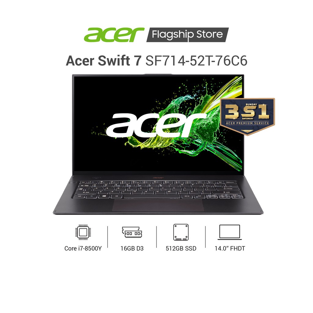 Laptop ACER Swift 7 SF714-52T-76C6 | i7-8500Y | 16GB | 512GB SSD | 14.0" FHDT | IPS | Win 10SL