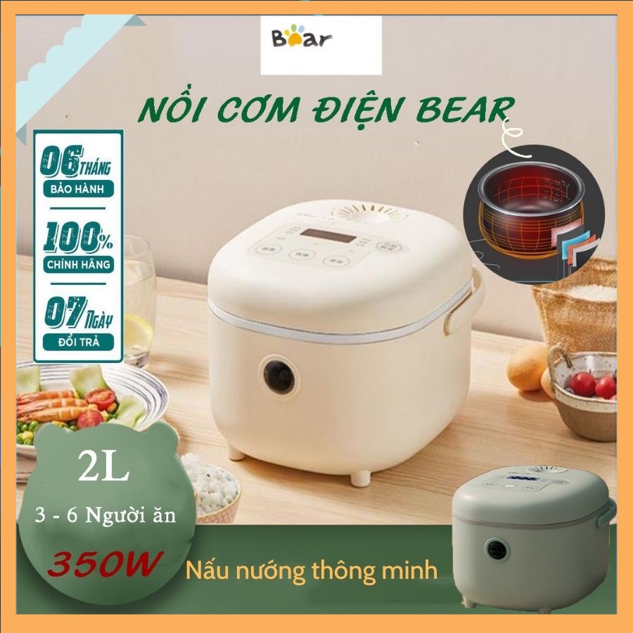 Nồi Cơm Điện Bear, Dung Tích 2L, Chống dính tốt, 8 chế dộ nấu thông minh- Bảo hành chính hãng 6 tháng