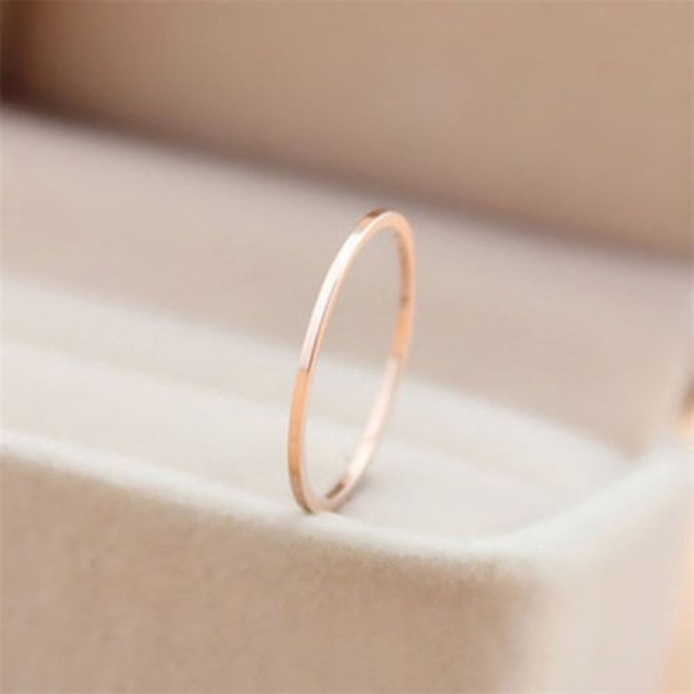 Nhẫn Thép Titan Màu Vàng Hồng Thiết Kế Đơn Giản Cho Cặp Đôi