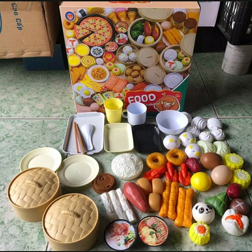 Bộ đồ chơi DIMSUM 84 chi tiết - set trò chơi nhà bếp nấu ăn 84 món bánh bao há cảo gà rán nhựa cao cấp cho bé