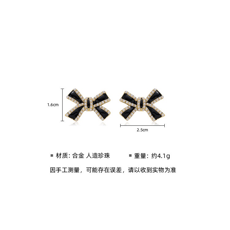 Bông tai bạc 925 hình nơ đính ngọc trai dễ thương phong cách Hàn Quốc cho nữ