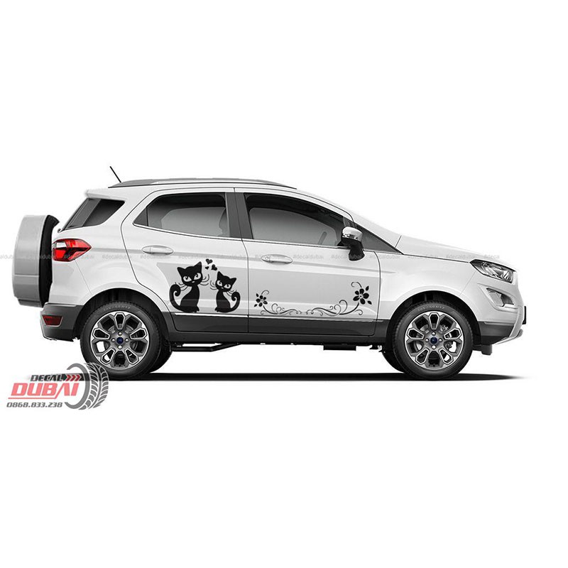 Tem Dán Xe Ford Ecosport Mèo Dễ Thương