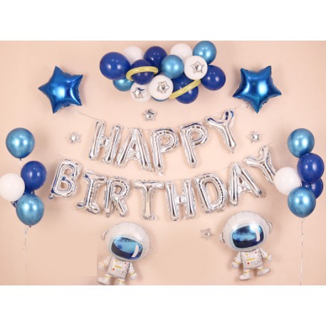 Set Bóng Bay Trang Trí Sinh Nhật Hình Phi Hành Gia Cho Bé Trai Có Kèm Bơm Hơi - Dumi Shop