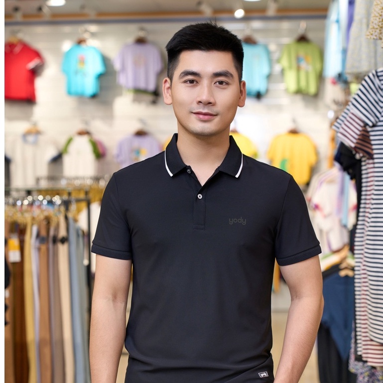 Áo polo YODY nam tay ngắn phối bo có viền tay thoáng mát mềm mại MPS32