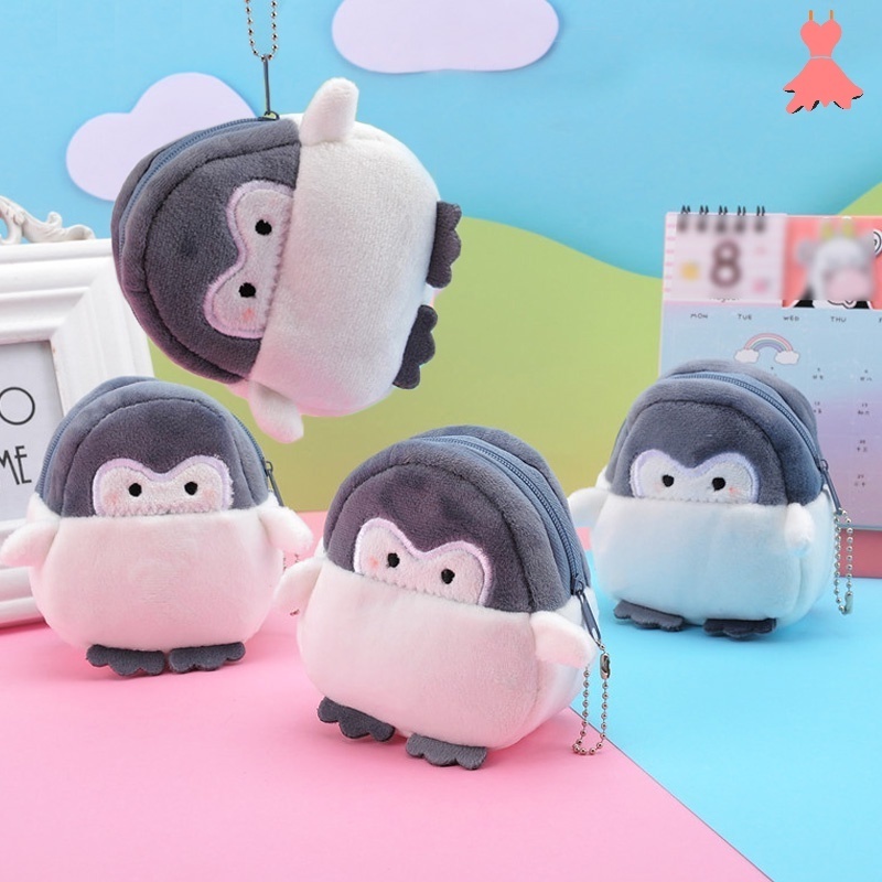 Túi Đựng Tiền Xu/Thẻ/Dây Cáp Truyền Dữ Liệu Hình Chim Cánh Cụt Hoạt Hình Mini Dễ Thương Thiết Thực Cho Bé Gái/Bé Gái