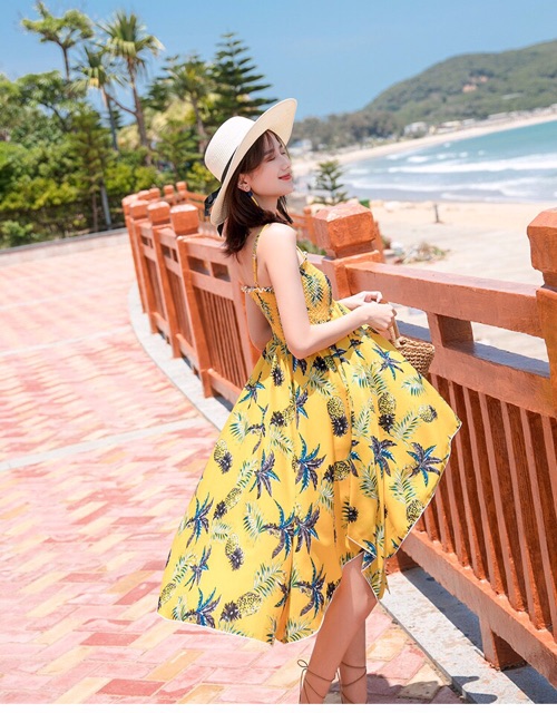 Váy đầm Quảng Châu cao cấp đi chơi, đi biển trẻ trung vạt chéo | BigBuy360 - bigbuy360.vn