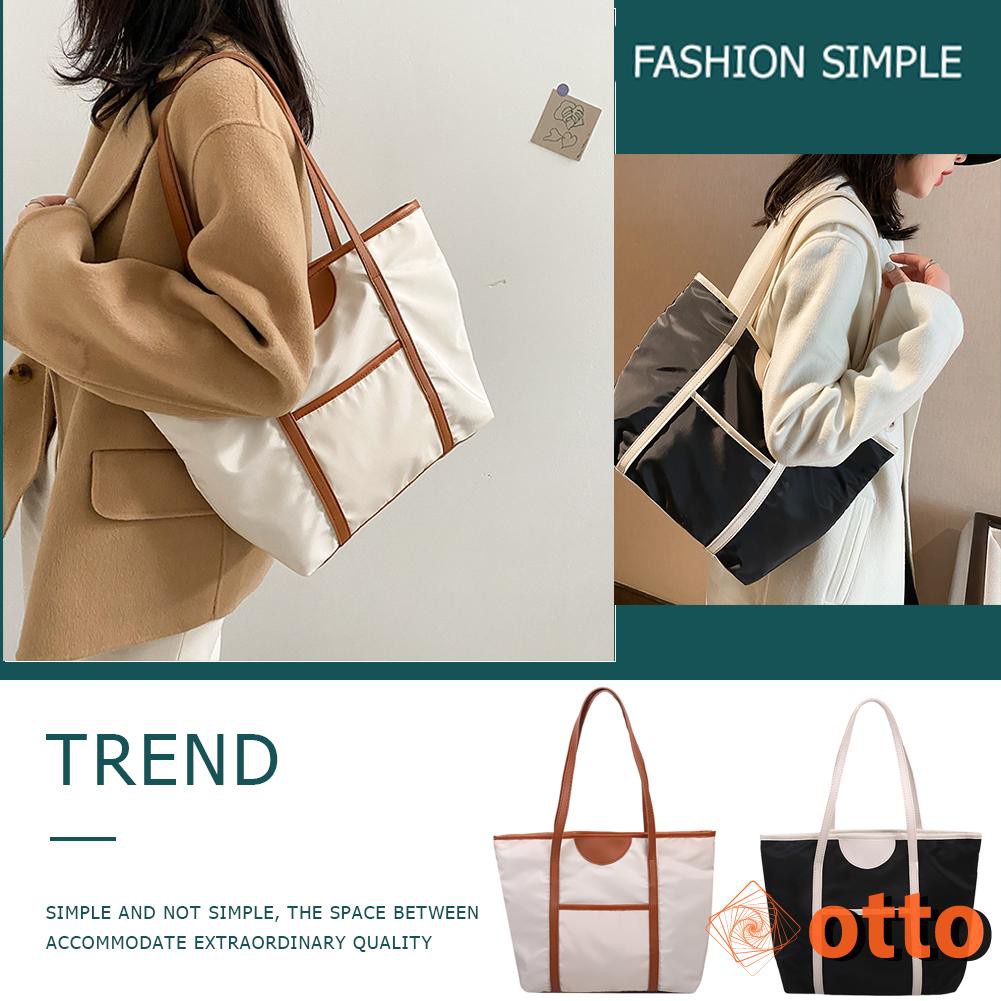 Women Hit Color Shoulder Bag Street Large Capacity Handbags Casual Lady Oxfold Top-handle Satchel