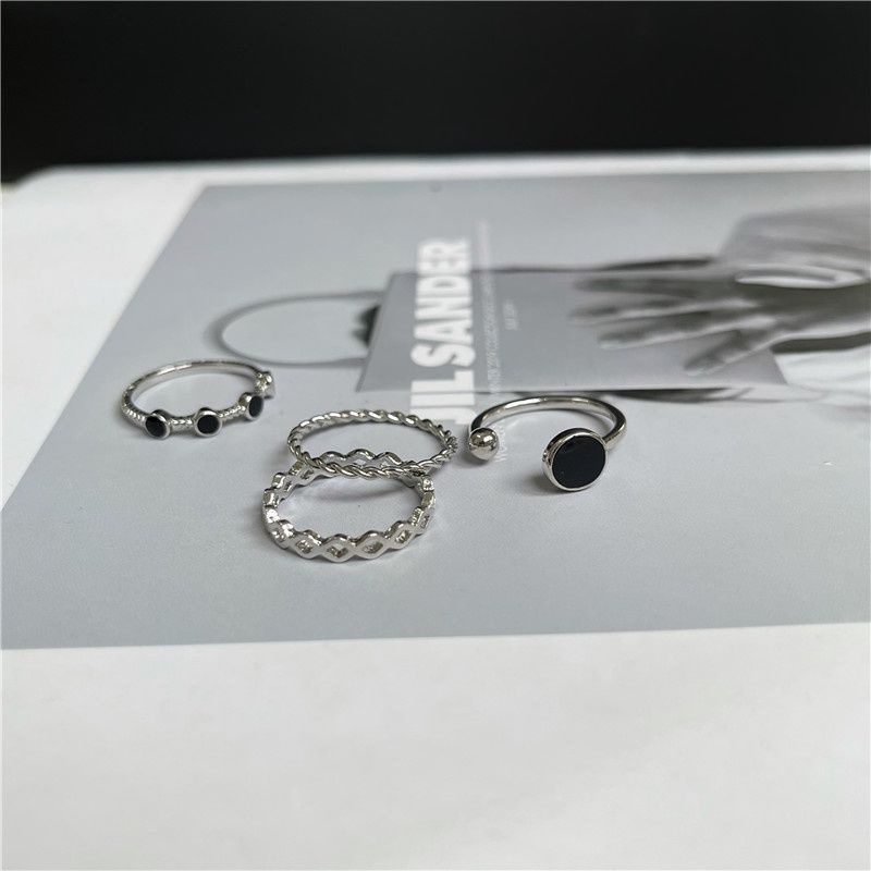 Set 4 nhẫn đeo tay phong cách hiphop thời trang cá tính