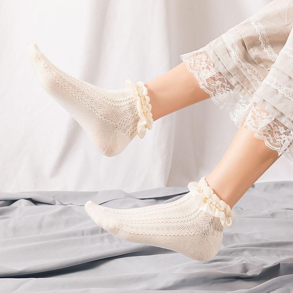 Vớ Ngắn Phối Ren Màu Sắc Ngọt Ngào Đáng Yêu Cho Nữ