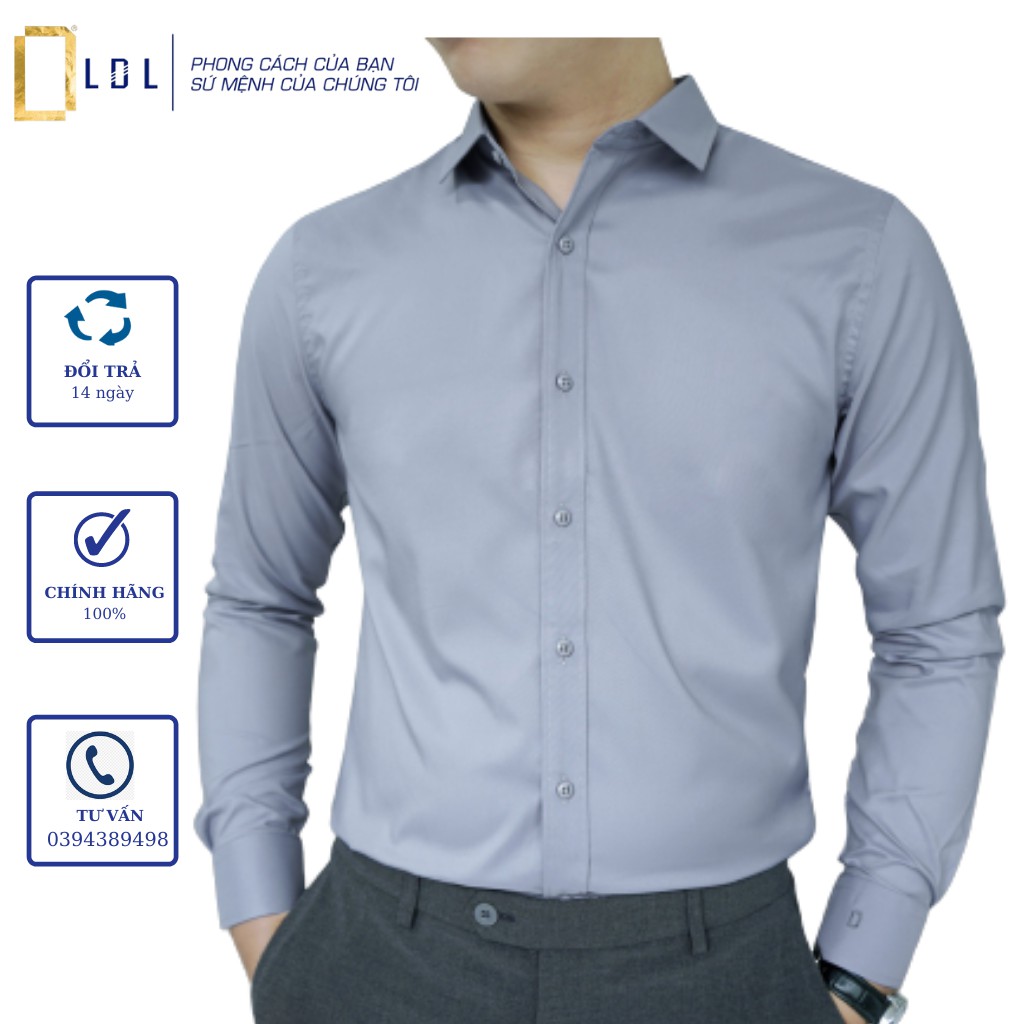 Sơ mi nam công sở cao cấp LDL, áo sơ mi dài tay đẹp không túi size 37 38 39 40 41 42 43 | BigBuy360 - bigbuy360.vn