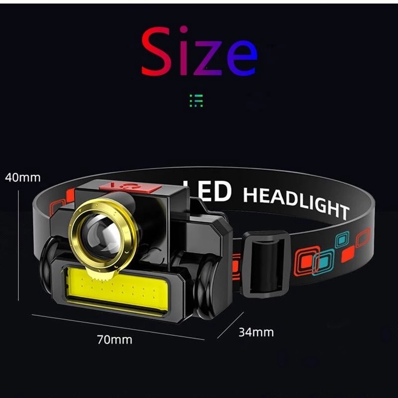Đèn LED Đội Đầu Có Thể Sạc Lại Bằng Cổng USB Tiện Dụng