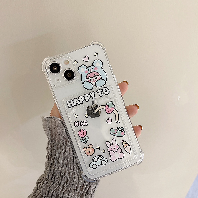 Ốp lưng iphone Ốp điện thoại mềm gắn ngăn đựng thẻ chống rơi cho iphone 13 11ProMax/XR/xmax XS 13promax 7p/8p/13 Dinuo case
