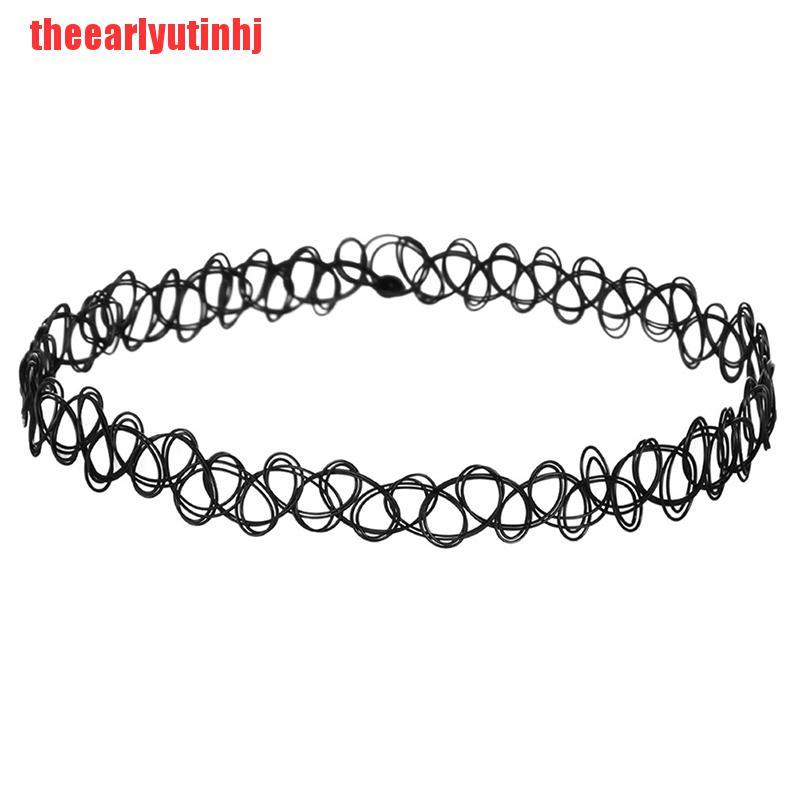 INHJ Fashion Choker Necklace Stretch Velvet Classic Gothic Tattoo Lace Necklace
