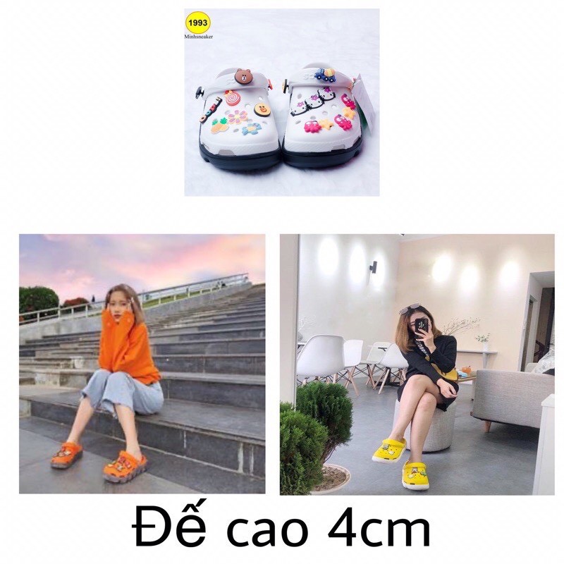 Dép cross cao cấp đế cao loại XỊN NHẤT [Giá Sỉ + Tặng 12 sticker + Hộp Cá Sấu] dép sục Full Tag