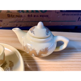 Bộ Ấm Chén Mini Cúng Vàng Ngà