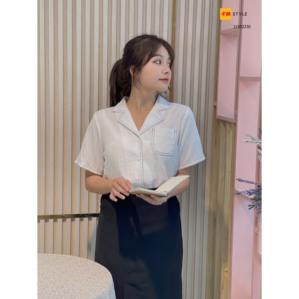 Áo sơ mi nữ tay ngắn FMSTYLE form rộng vải cotton cao cấp họa tiết chỉ nổi ulzzang mang đi học đi làm 220323405 | BigBuy360 - bigbuy360.vn