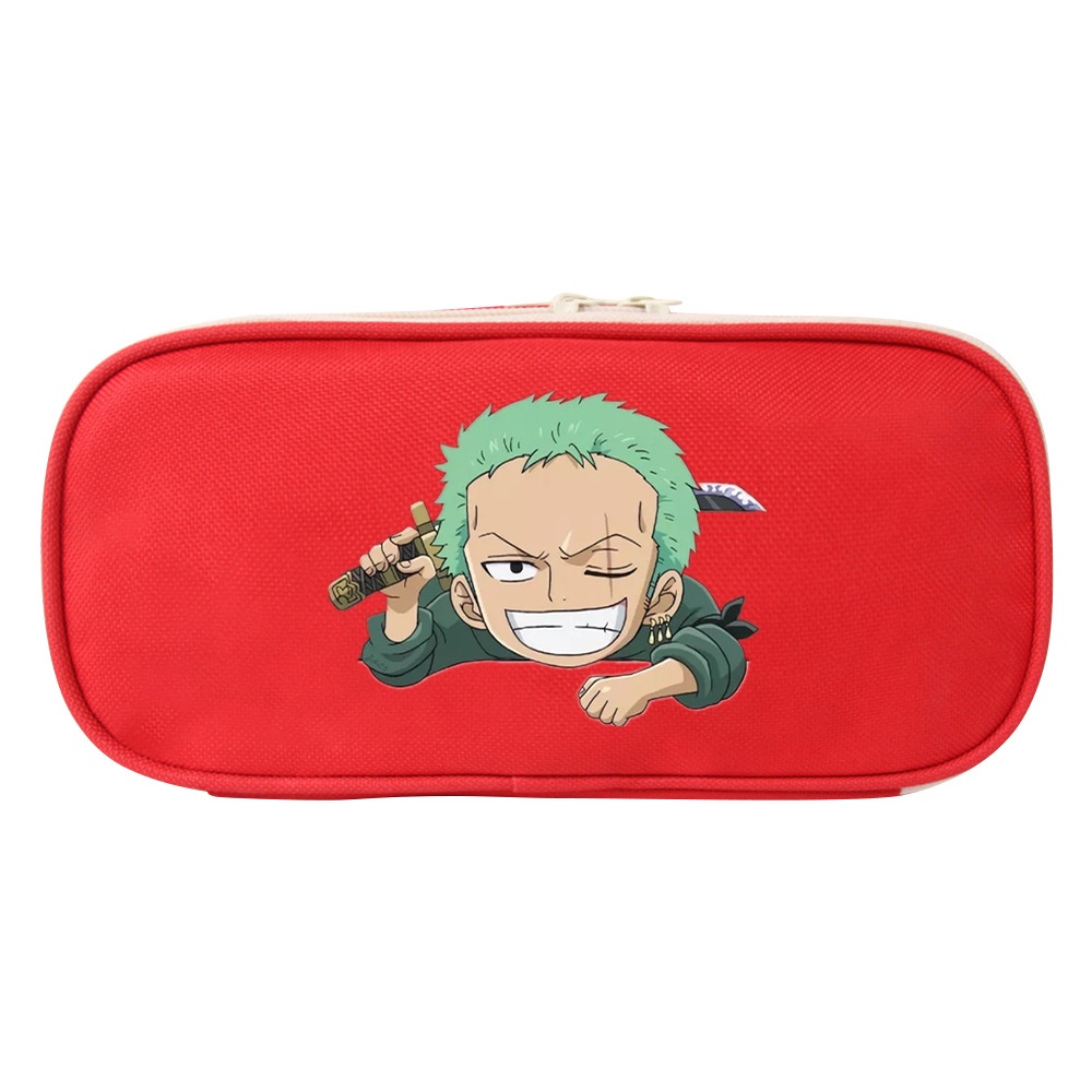 Túi Đựng Bút Vải Canvas Đa Năng Họa Tiết Hoạt Hình One Piece Luffy Zoro Anime Cho Bé