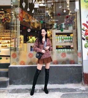 bốt đùi khoá trước