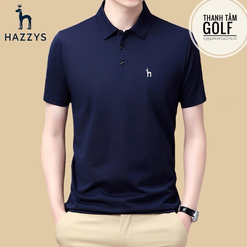 Áo golf Hazzys cộc tay chất liệu thoáng mát thấm hút mồ hôi