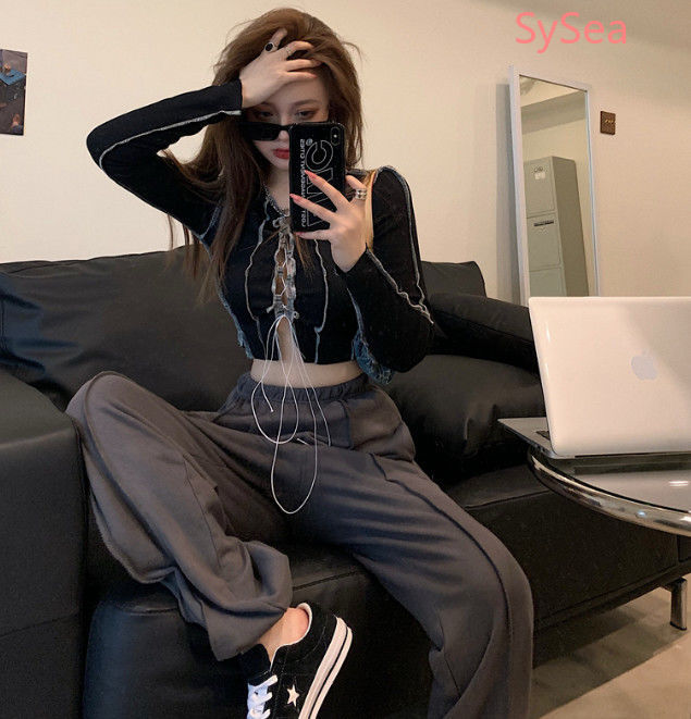 Áo croptop tay dài phong cách thời trang retro trẻ trung quyến rũ dành cho nữ