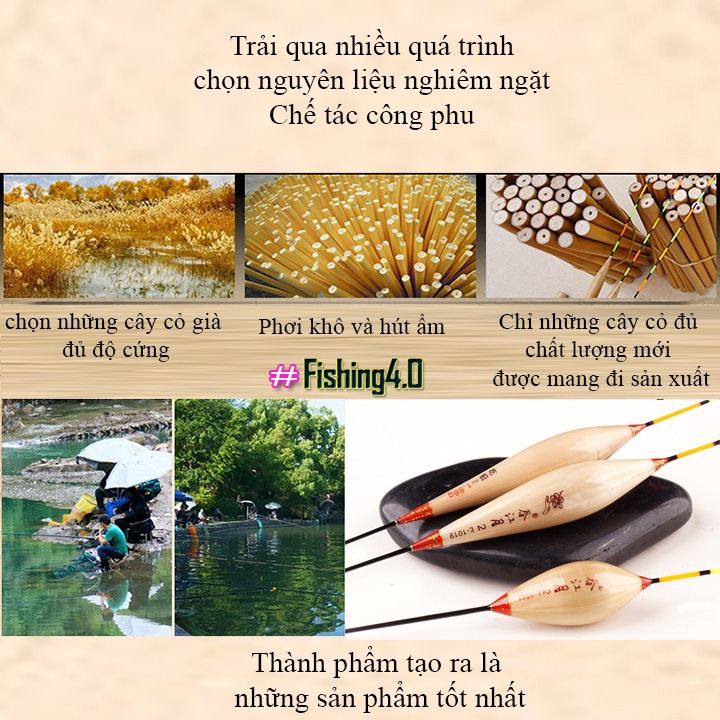 Phao cỏ câu đài - phao cỏ lau 100% - Phao làm thủ công - PP07