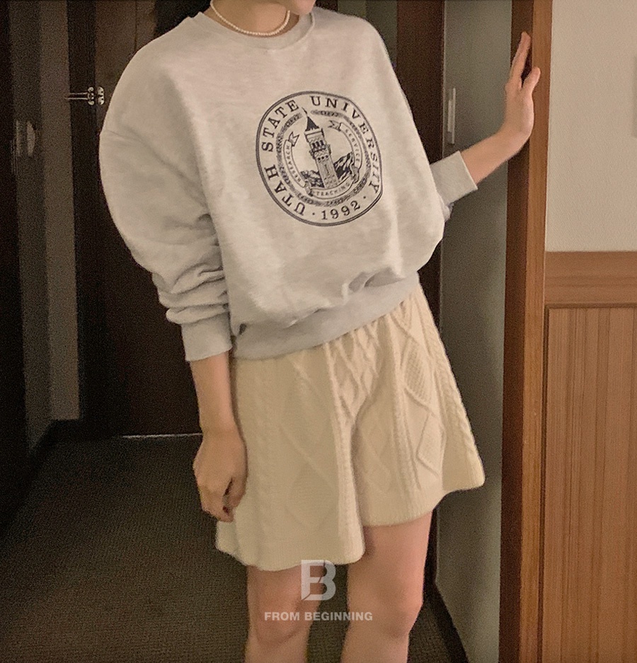 Áo Sweater Cổ Tròn Dài Tay In Chữ Phong Cách Hàn Quốc Cá Tính 55714