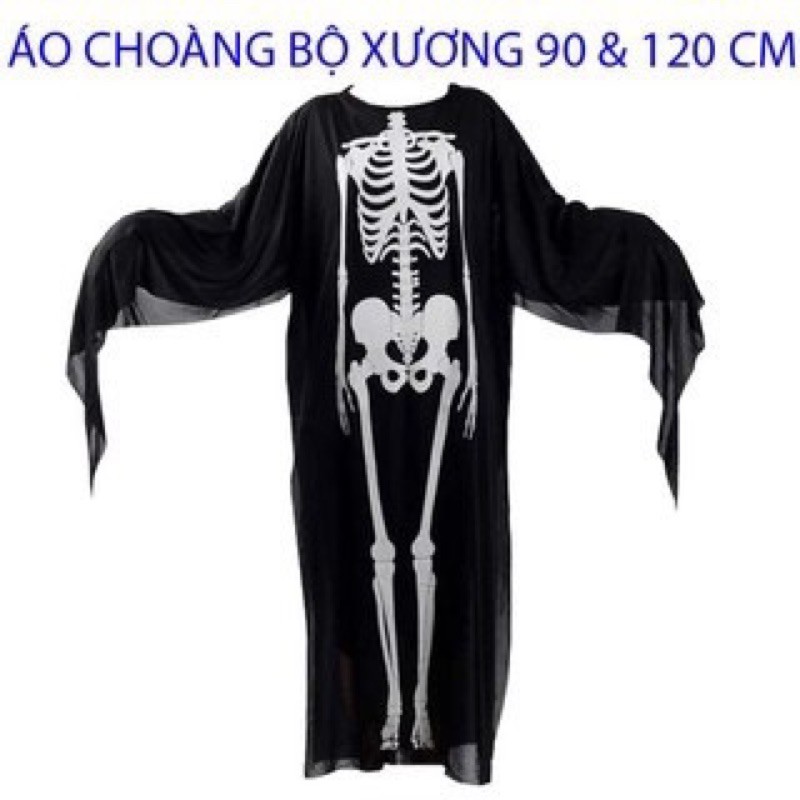 Set Áo Choàng hình Bộ Xương và mặt nạ ma trang phục hoá trang halloween