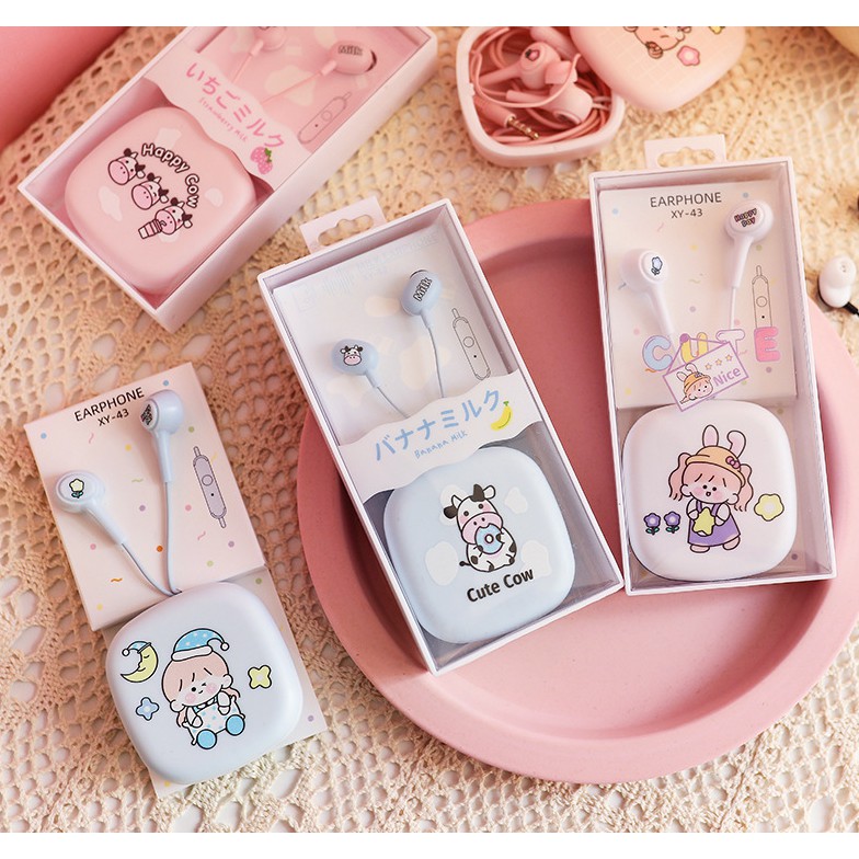 Tai Nghe Hàn Quốc In Ear Cô Bé Đáng Yêu - MIN Style C, Bộ Tai Nghe Và Hộp Đựng Sang Trọng - MIN STORE