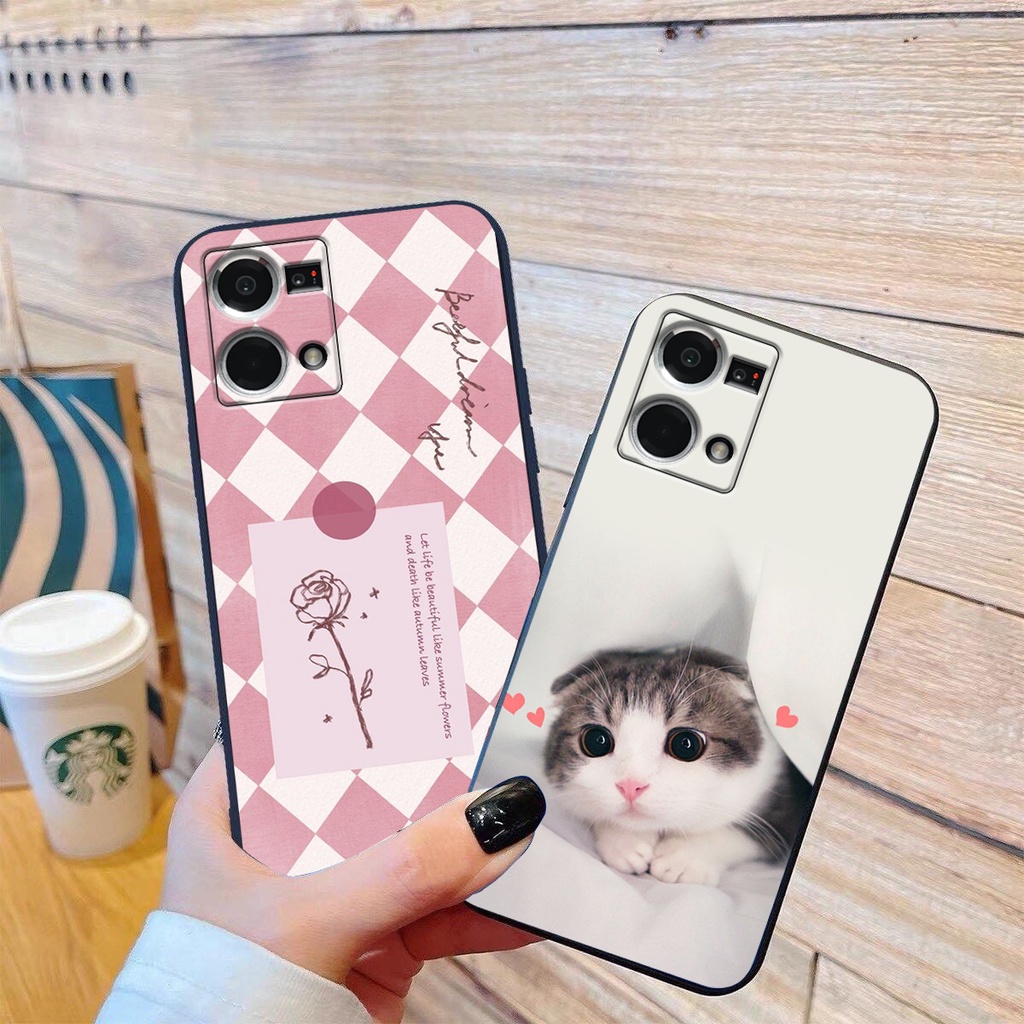 Ốp lưng Oppo RENO 8 4G - Bảo vệ camera in hình cao cấp mẫu kẻ caro,mikenbe@r siêu hot