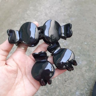 Kẹp tóc 3 răng tròn màu đen bóng (Ảnh thật)