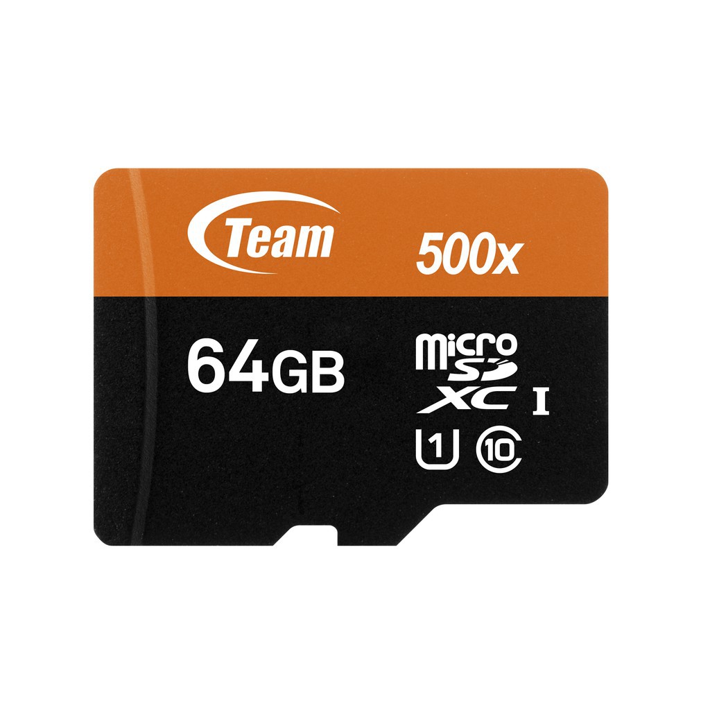 Thẻ nhớ microSDXC Team 64GB 500x upto 80MB/s class 10 UHS-I kèm Adapter (Đen cam) + Cáp CB05 - Hãng phân phối chính thức