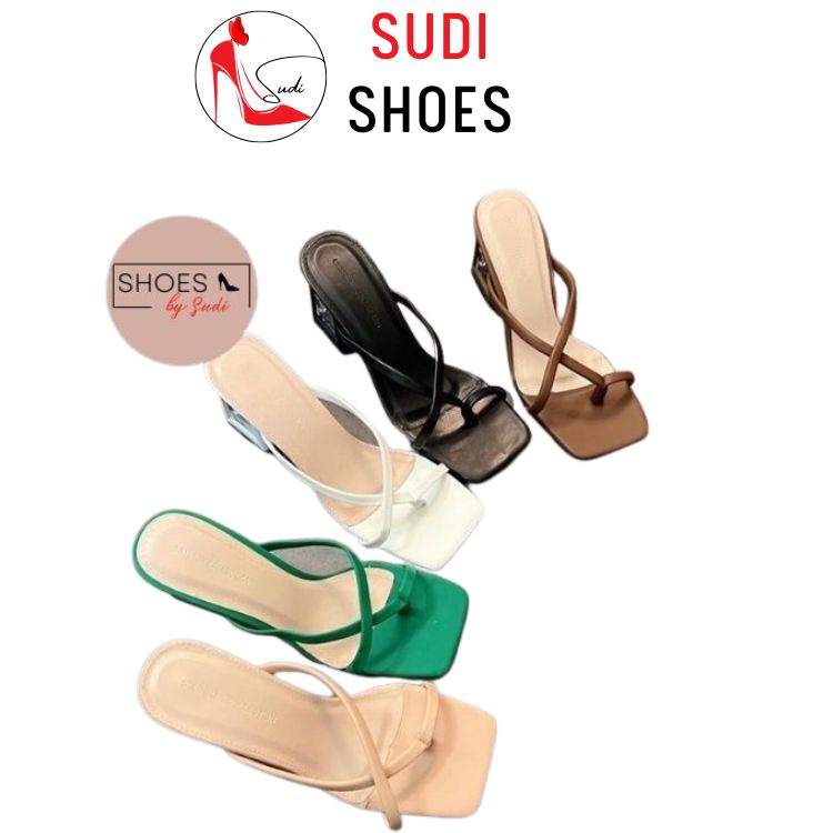 Guốc SUDI E54-BAA cao 7p gót vuông xỏ ngón dây nhiều màu dễ phối đồ