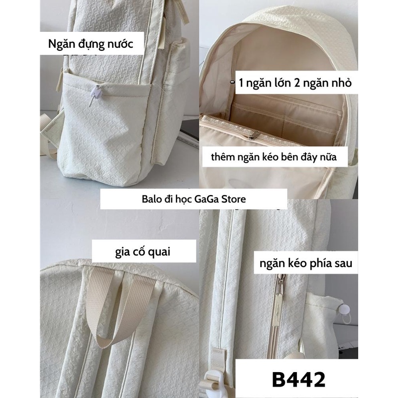 Balo đi học nữ basic trơn ulzzang hàn quốc, cặp sách học sinh đẹp giá rẻ B442 gaga store