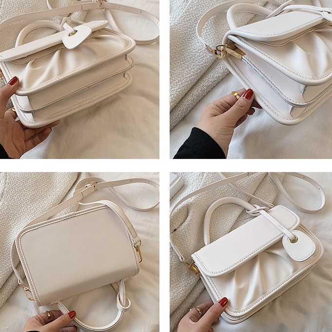 Túi xách nữ đeo chéo cao cấp da mềm trơn đáy dúm phong cách hàn quốc PK 383