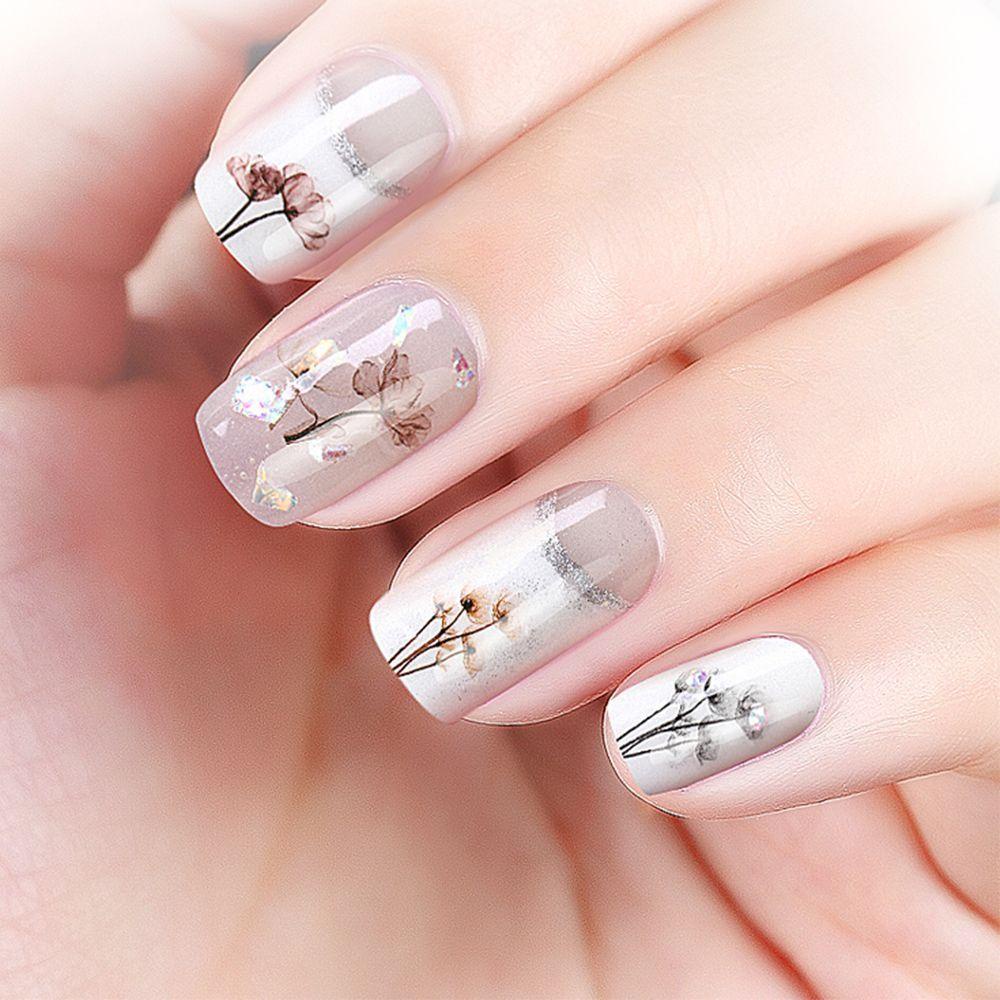 Miếng Dán Trang Trí Móng Tay Họa Tiết Hoa Dập Nổi 3D Nhiều Màu Thời Trang