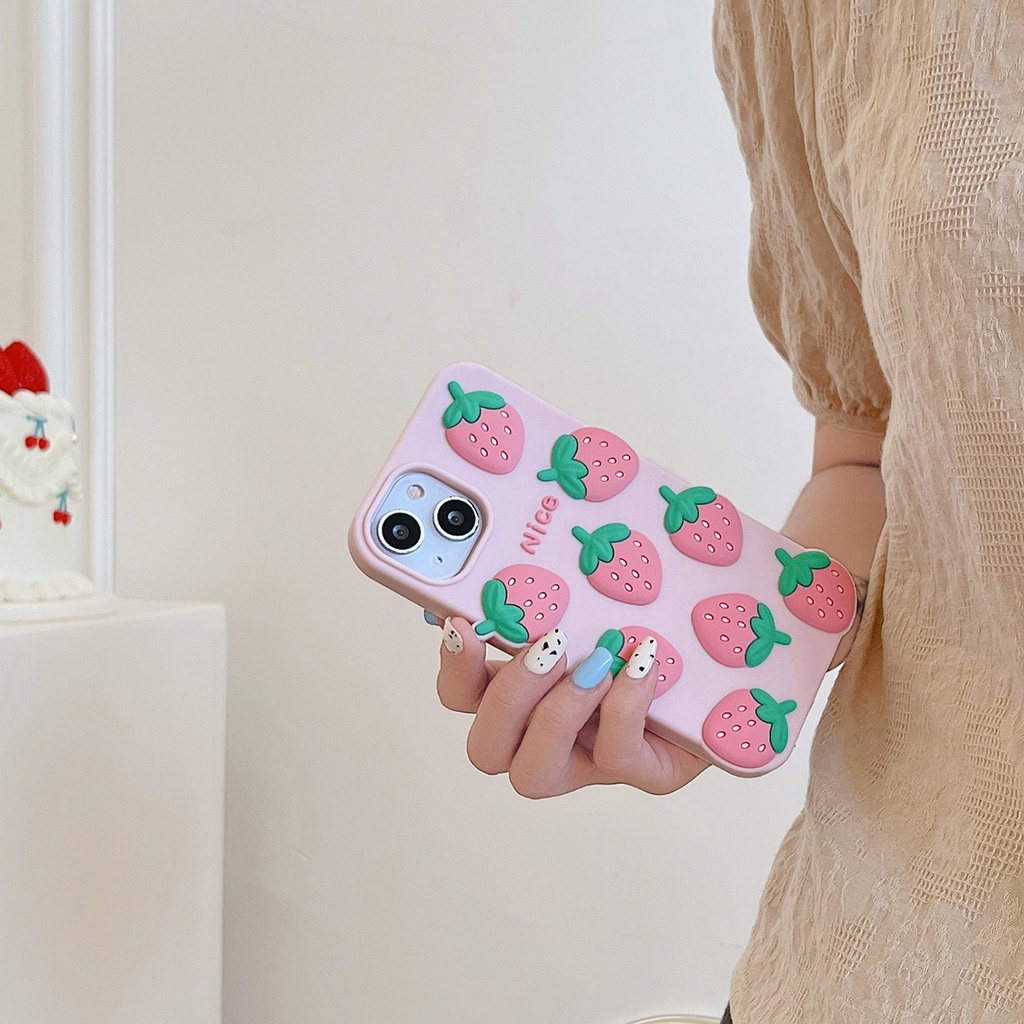 Ốp Điện Thoại Silicone Mềm Chống Sốc In Hình Dâu Tây Hoạt Hình Cho iPhone 13 12 11 Pro Max XR XS Max X 7 8Plus