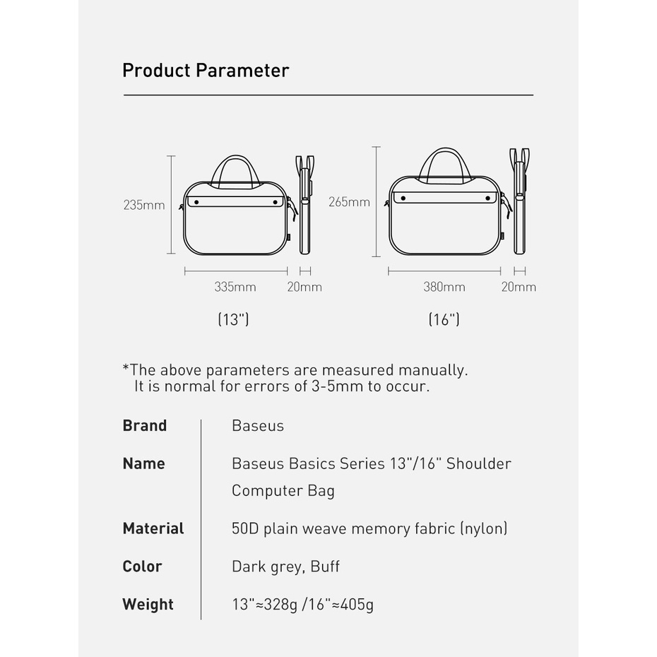 Túi Đeo Vai Baseus Dùng Đựng Laptop Macbook Pro 13 14 15 inch MacBook Pro Air 13 Từ Nilon Chống Nước