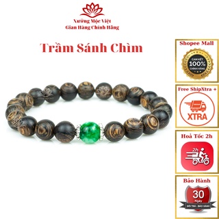 Vòng Tay Trầm Hương Tròn Đơn Sánh Chìm Mix Đá Màu Xưởng Mộc Việt - Size 8mm Dành Cho Nữ