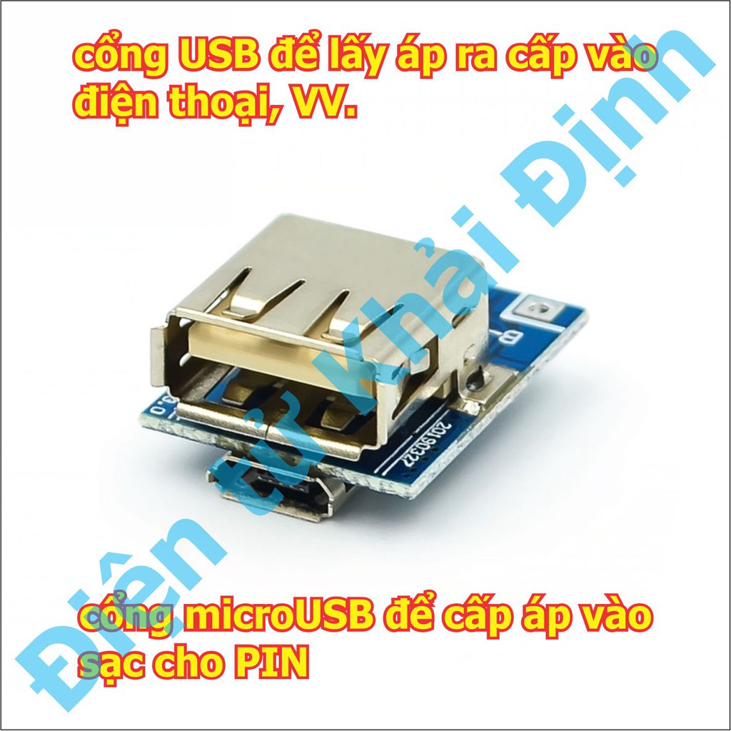 2 cái MODULE ỔN ÁP SẠC, BẢO VỆ PIN 134N3P USB OUT 5V1A microUSB IN 3.7-5.5V, LÀM SẠC DỰ PHÒNG kde4146